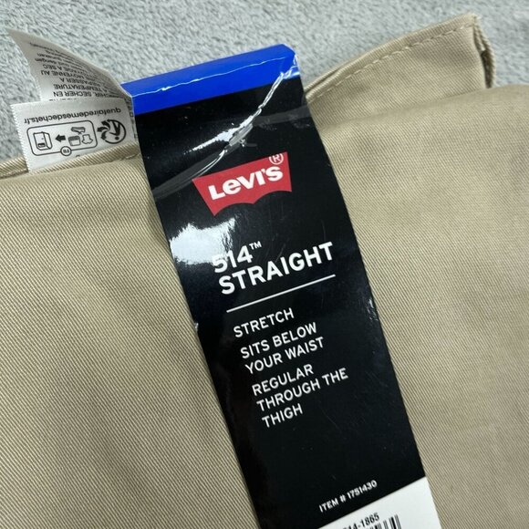 Levis 514 Straight Stretch Beige Pants W36 L30 Original Fit a1289 - Picture 3 of 6